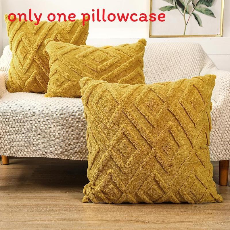 Pillow Geometric Cover Plush Material  And Logo Living Room Sofa Home Decor