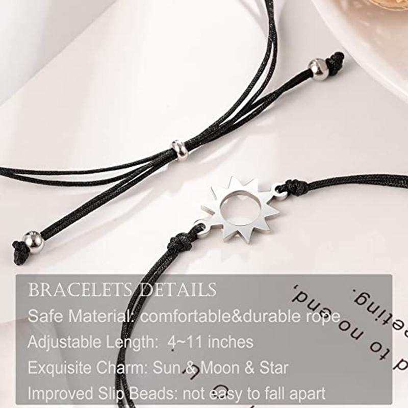 3Pcs Friend Card Bracelet European and American Creative Alloy for Sun Moon Star Circle Woven Bracelet Fashion Jewel