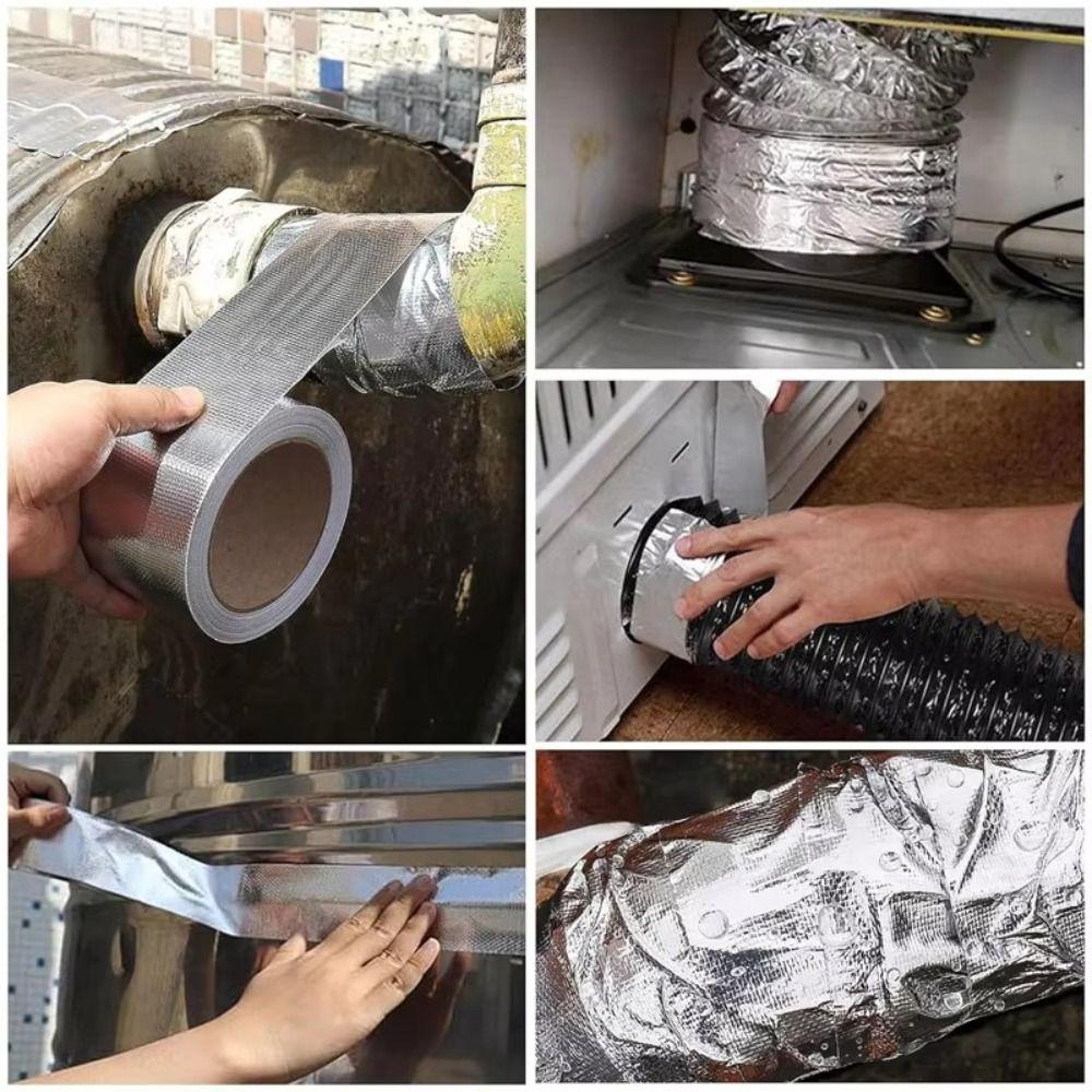 High Temperature Aluminum Foil Tape 10M Fireproof Tape New Fiberglass Aluminum Foil Tape Seal Pipe