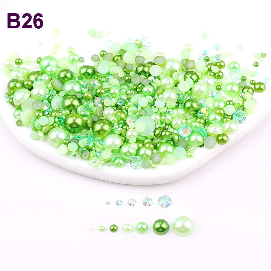 Mixed 2mm-10mm Half-Round AB Plated Resin Pearls - DIY Accessories