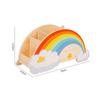 Lovely Wooden Rainbow Pen Container Multi-Compartment Pencil Case Desktop Stationery Organizer For School Office Gifts for Kids