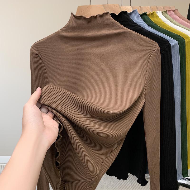 

Женская модальная рубашка с высоким воротником и длинными рукавами - Эластичная приталенная посадка, Модный тонкий стиль для весны, осени и зимы. L [suitable for 120-140 jin]