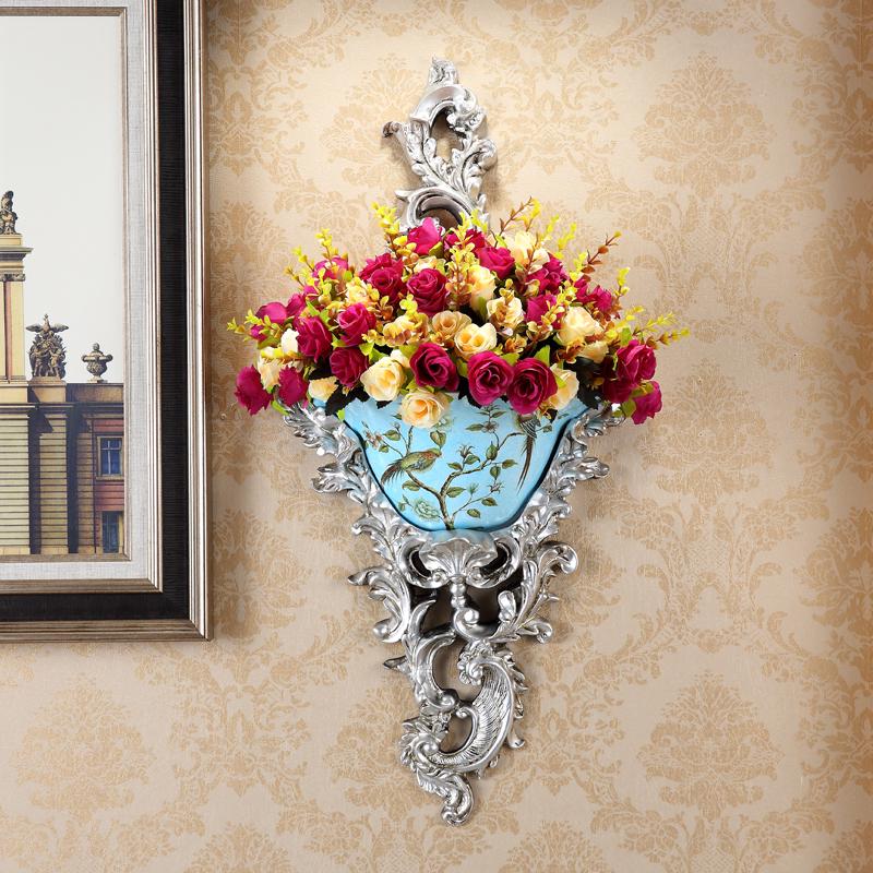 European Wall-Mounted Vase: Creative Resin Ornament for Retro Home Decor