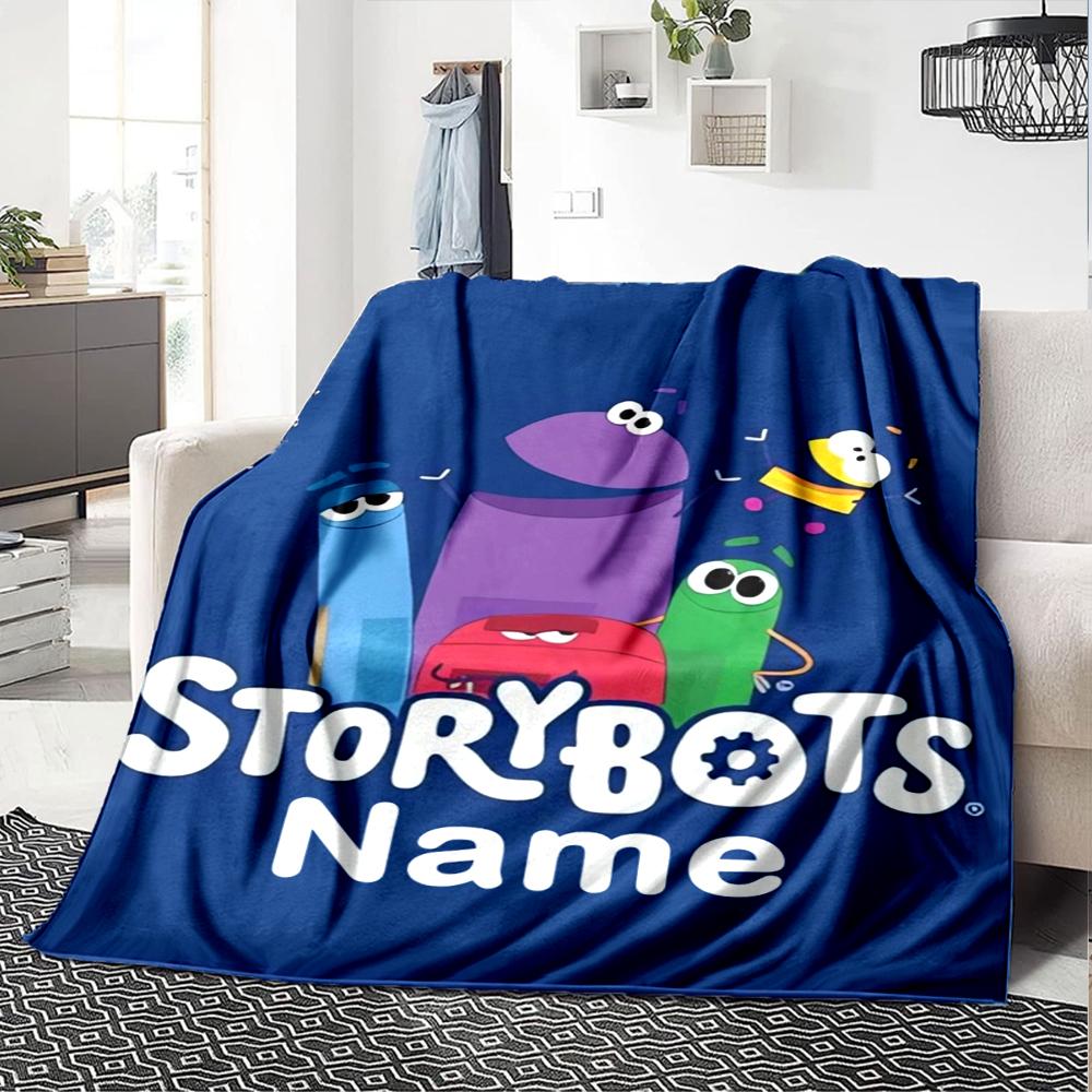 Custom Name StoryBots Theme Printed Blanket - Perfect for Couch, Bed, Travel & Outdoor Use | Machine Washable, Cozy & Durable.