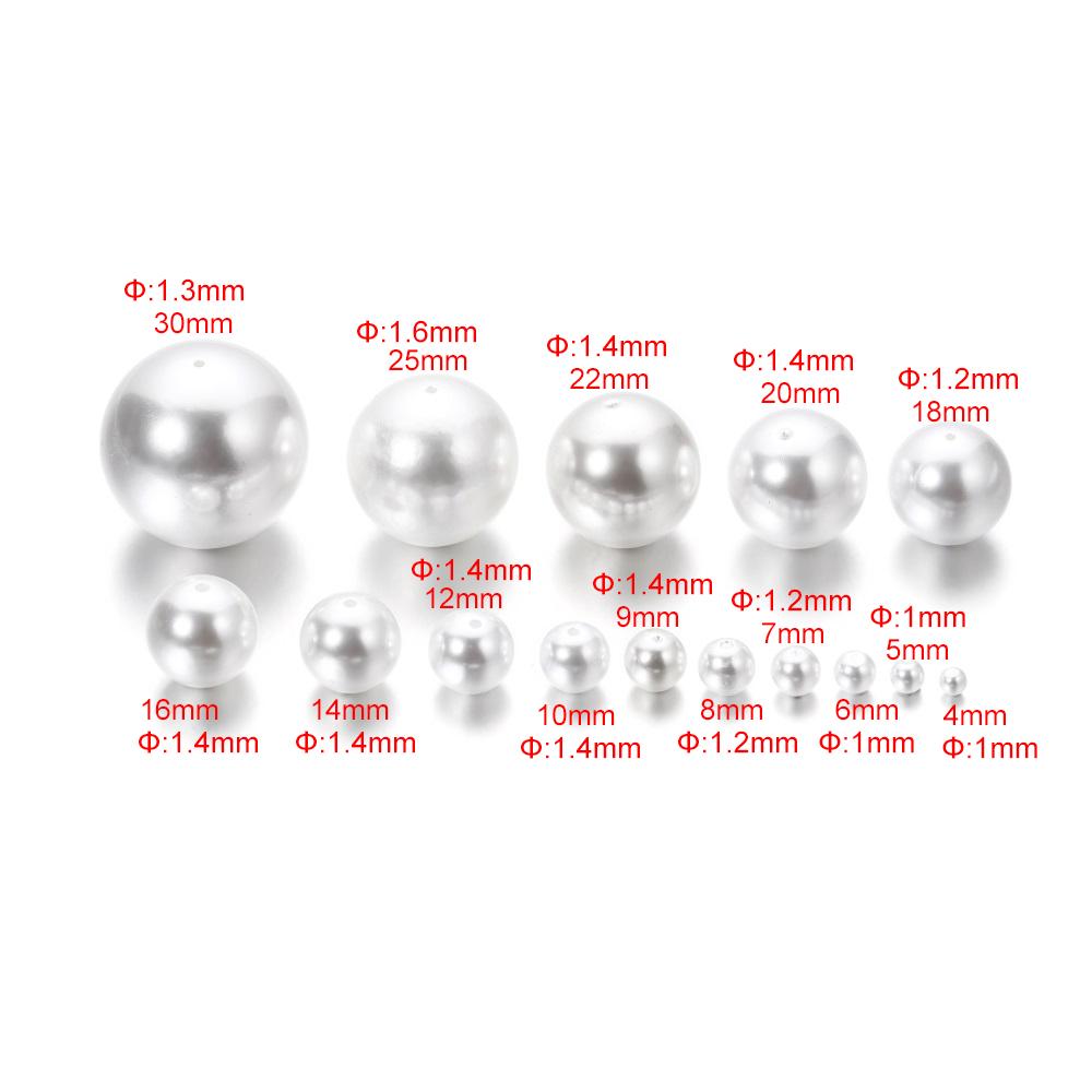 10-300Pcs 4-30mm White ABS Imitation Pearl Half Hole High-gloss Beads for DIY Necklace Earrings Pendants Jewelry Making Supplies