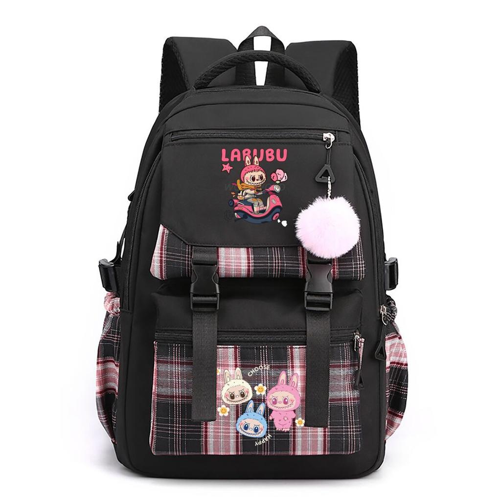 New Trend Labubu Printed Backpack Junior High School High School Student Large Capacity Student School Bag