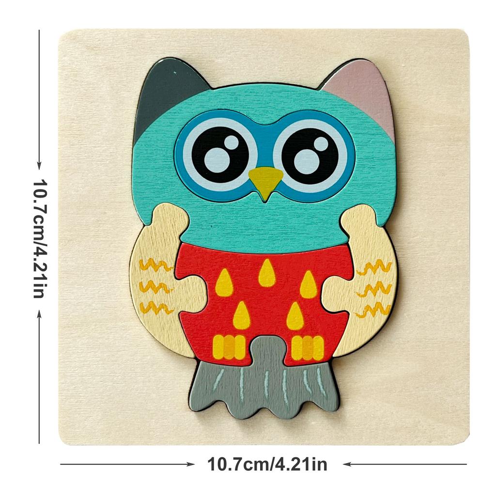1pc 10.7cm Colorful 3D Puzzles for Kids Cartoon Animals Jigsaw Puzzle Games Children Educational Wooden Toys