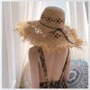 Hollow Lafite Straw Hat Women's Summer Seaside Beach Sunshade Sunscreen Hat Big Brim Sun Hat New