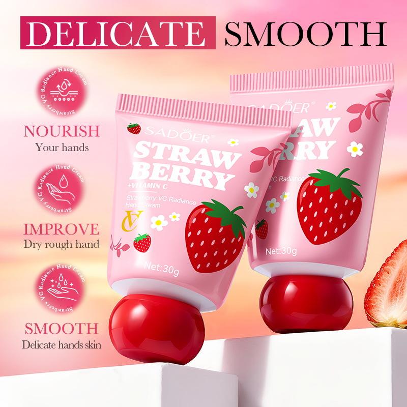 Sadoer 30G Moisturizing Hand Cream Strawberry Flavor, Vc Brightening Hand Cream Autumn And Winter Moisturizing Skincare