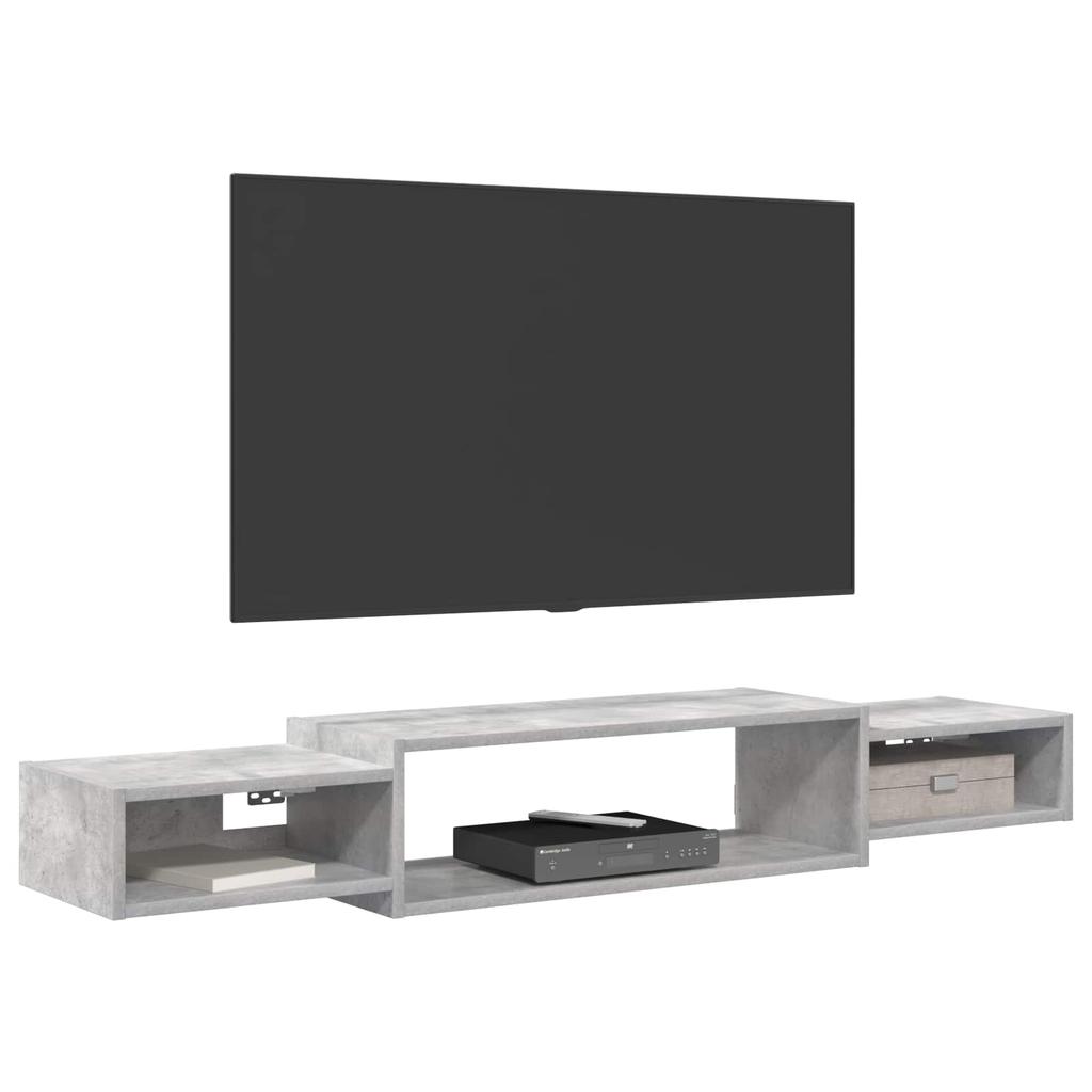 Wall Mounted TV Cabinet Wall Shelf in Concrete Grey