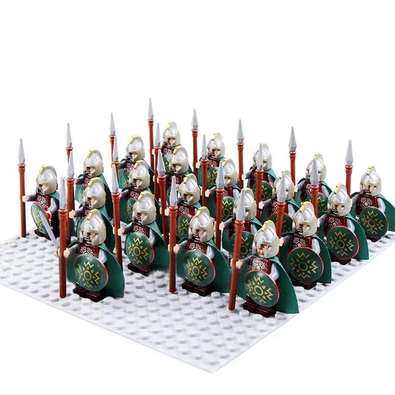 21pcs Medieval Dwarf Warrior Elves Knights lotr and Uruk-hai Orc Rohan Elves Warriors Sodier figures Building Brick Blocks Toys Playsets