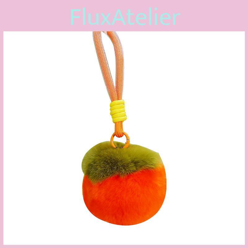 Plush Car Keychain With Cute Persimmon Squirrel Rabbit Design For Gift And Collection