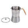 Tragbare Kaffeekanne aus Edelstahl zum Aufgießen mit Glasdeckel und hitzebeständigem Griff für italienischen Kaffee, Milch, Tee 160 ml