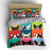 Colorful French Bulldog Pattern Bedding Duvet Cover Set Duvet Cover Pillowcases  (1*Duvet Cover 2*Pillowcases, Without Duvet Insert)