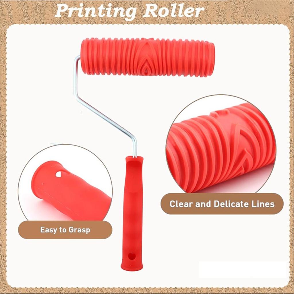 2025+ Wood Grain Tool Set - Wood Grain Painting Roller with Handle for Wall Floor Deck Furniture DIY Room Decoration