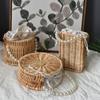 Pearl Rattan Woven Handbag with Key Design