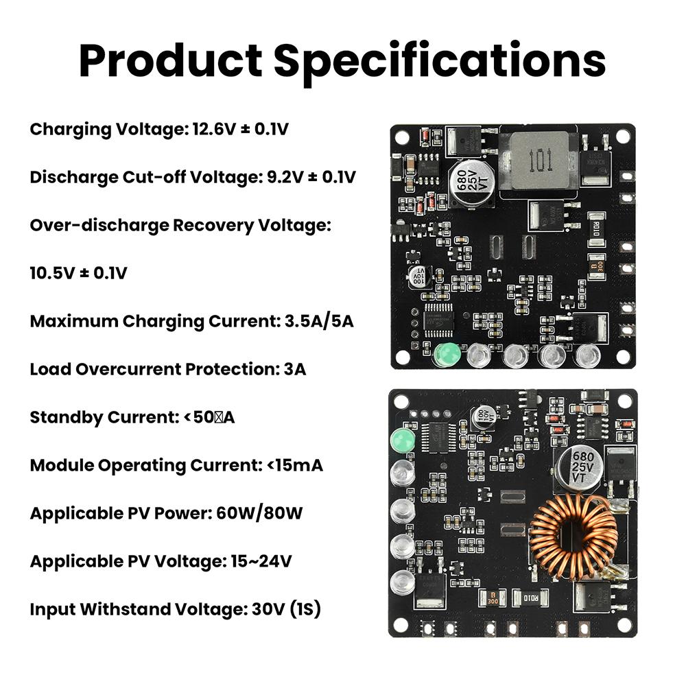 60W/80W MPPT Solarlade-Steuermodul 3S Lithium-Batterie-Überwachung Stromversorgung Gegenstrom-Rückwärtsanschluss