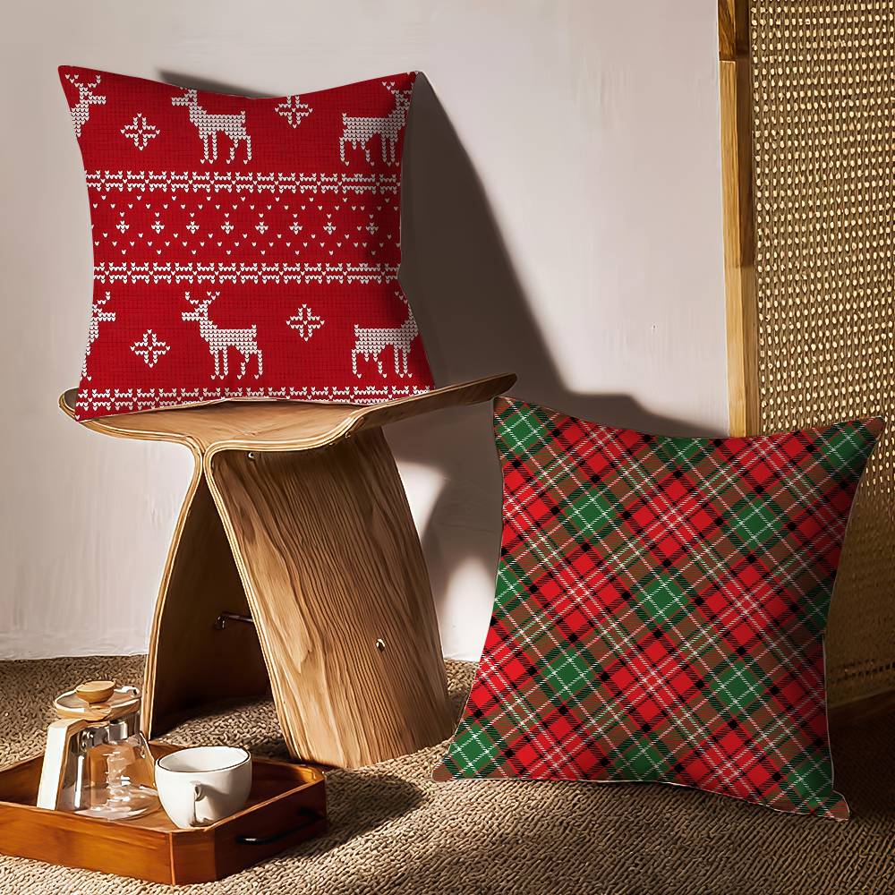 Weihnachts Rentier Kissenbezug Sofa und Wohnzimmer Dekorative Kissenbezüge Staubdicht und Milbendicht Unsichtbarer Reißverschluss