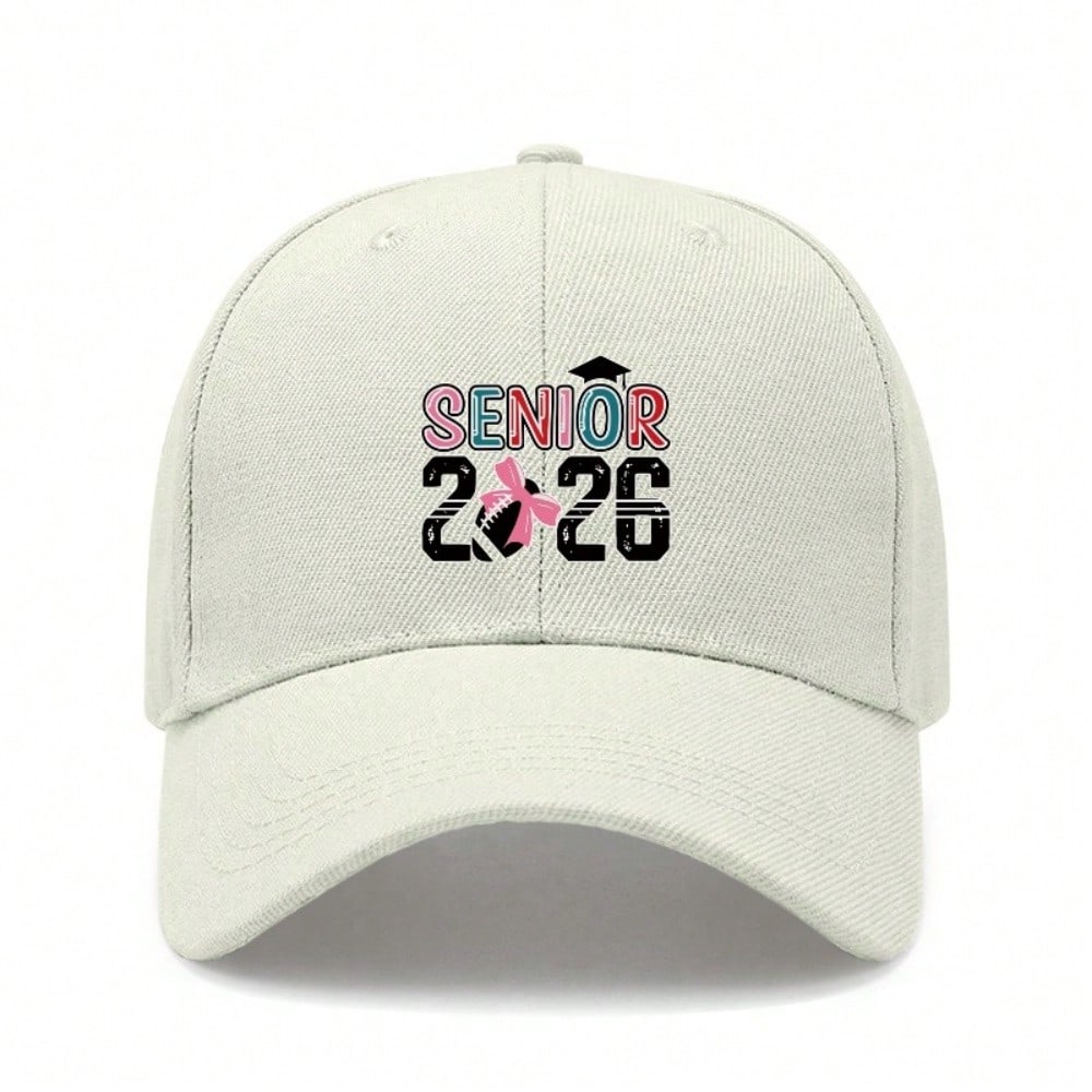 Senior 2026 Baseball Hat - Vintage Washed Look Print Adjustable Sun Cap For Unisex Adults, Lightweight Breathable Polyester Outdoor Sports Hat -