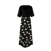 Women's Fashion Casual Short Sleeve Round Neck Splicing Floral Print Elegant Temperament Dress