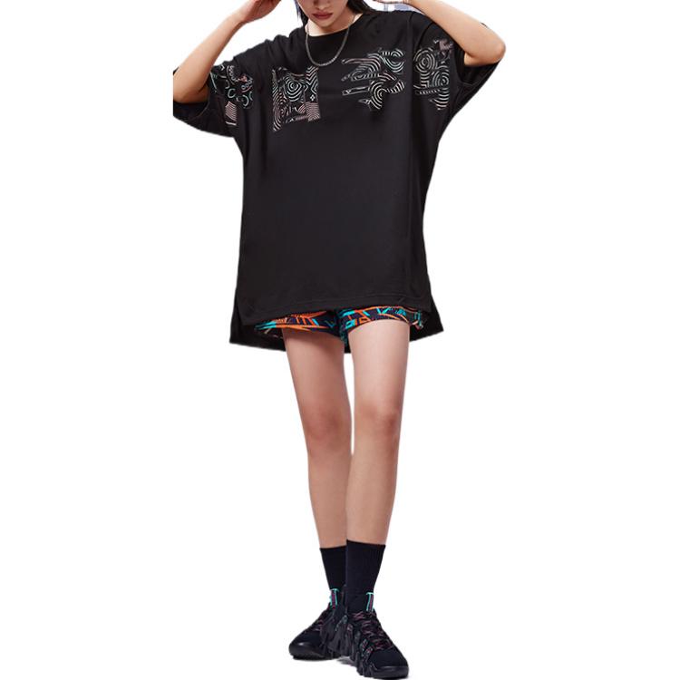 Li-Ning Large Logo Crew Neck Short Sleeve T-Shirt Unisex Tops Black AHSS100-1