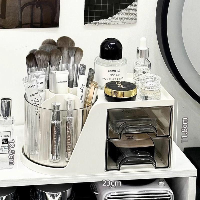 

Desktop Rotating Makeup Brush Storage Cartridge Cosmetics Storage Box Shelf Countertop Dresser Lipstick Eyeshadow Pen Holder белый