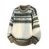 Autumn 2025 Retro Ethnic Round Neck Knit Sweater Coat