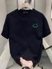 2026 Spring Summer Pure Cotton Creative Simple Tshirt Fashionable Smiling Face Print Round Neck Short Sleeved Shirt