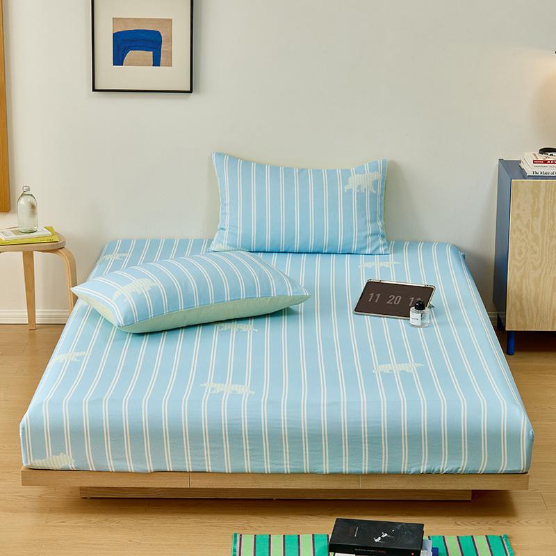 100% Cotton Bedsheet Skin-friendly Fitted Sheet Simple Style Bed Cover Elastic Bed Linen drap de lit (Pillowcase Need Order)