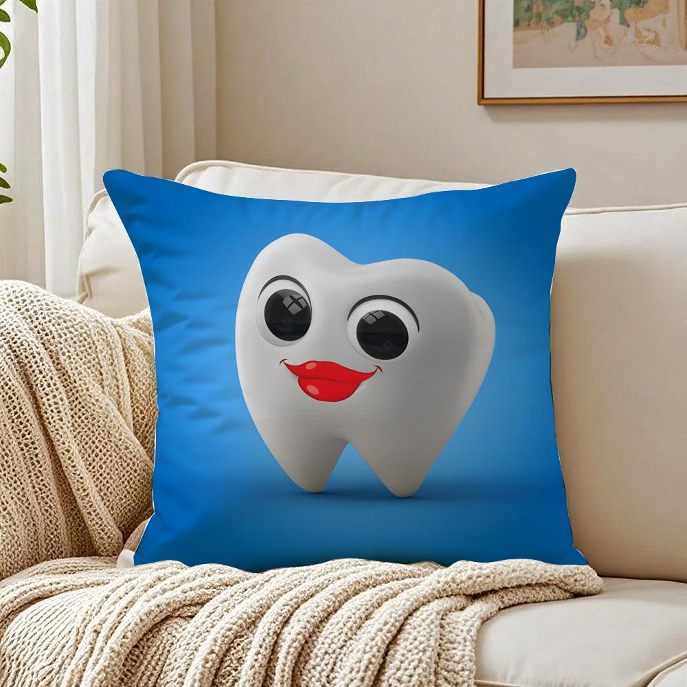 Cute Quirky Art Clinic Novelty Tooth Anime Cushion Cover Pillowcase Antidustmite living Room Sofa Decor Cushion Room 30X30cm
