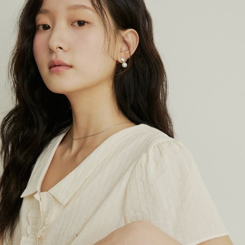 ADAUL Full heart pearl earring - silver