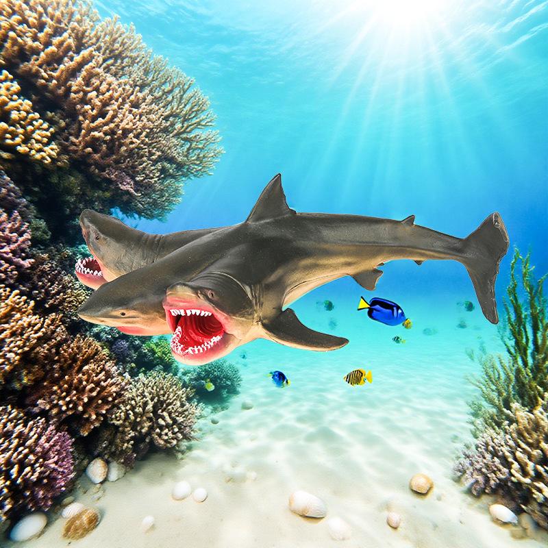 Three-Headed Shark & Megalodon Marine Life Model Toy Ornament