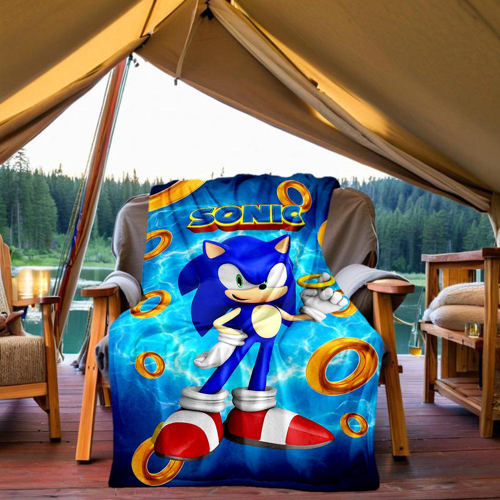 

1PC Sonic Adventure Outdoor Flannel Throw Blanket HD Printed Lightweight Soft Warm All Season Blanket for Sofa, Bed, Travel 80x120cm