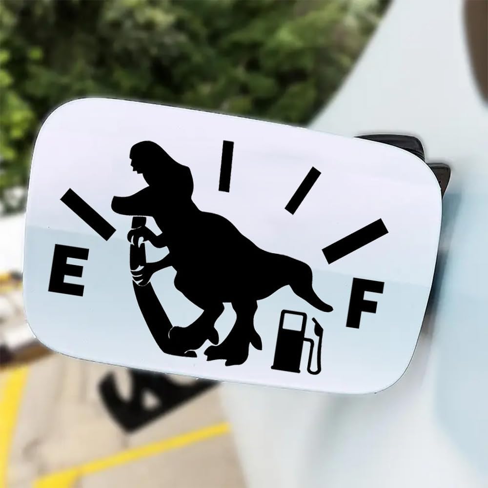 2-Pack Dinosaur Fuel Tank Cap Sticker - Creative Vinyl Decal for Cars, Interesting Auto Gas Station Decor, 5.91 x3.94 , Waterproof & Durable, Easy to чёрный