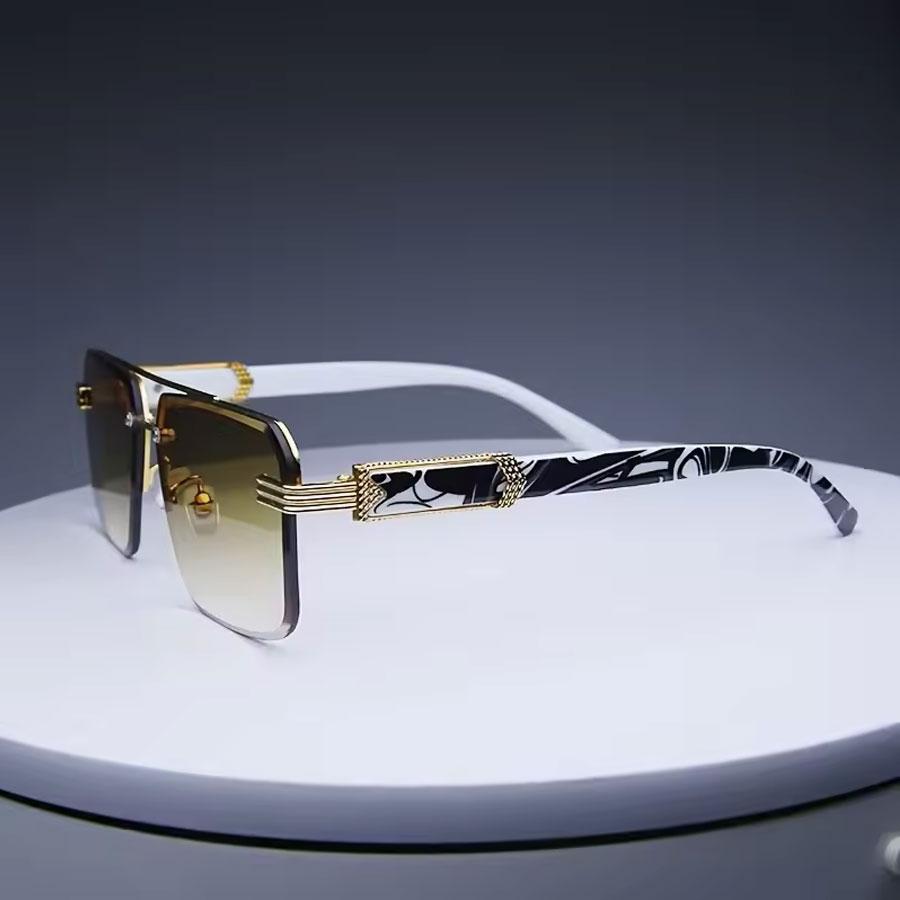 Vintage Square Sunglasses Men Fashion Double Bridge Gradient Shades Women Trendy Brand Luxury Design Sun Glasses