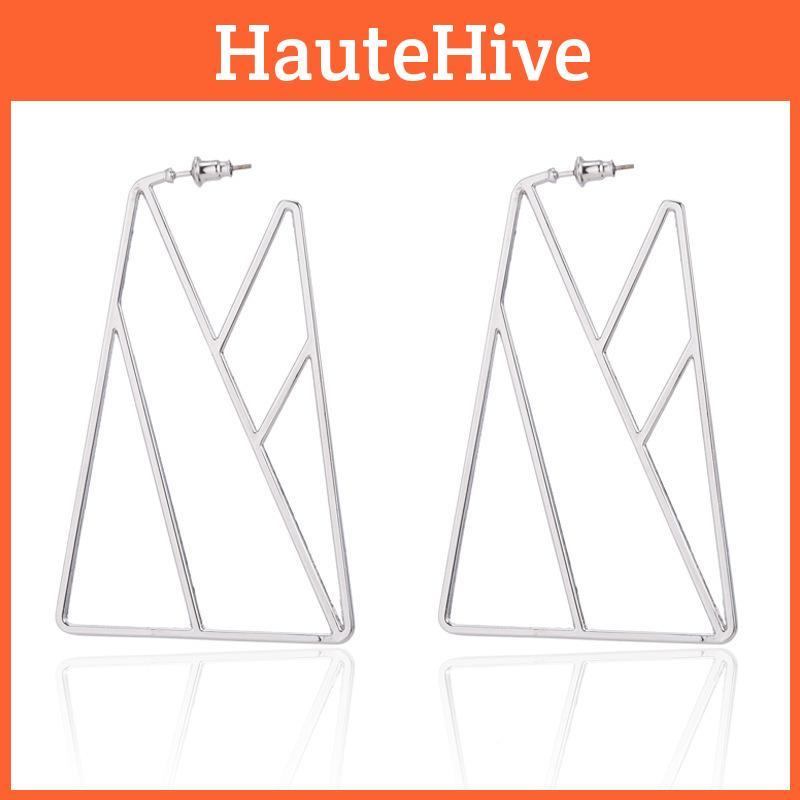 Boucles d'oreilles géométriques triangulaires élégantes pour femmes en couleurs or et argent