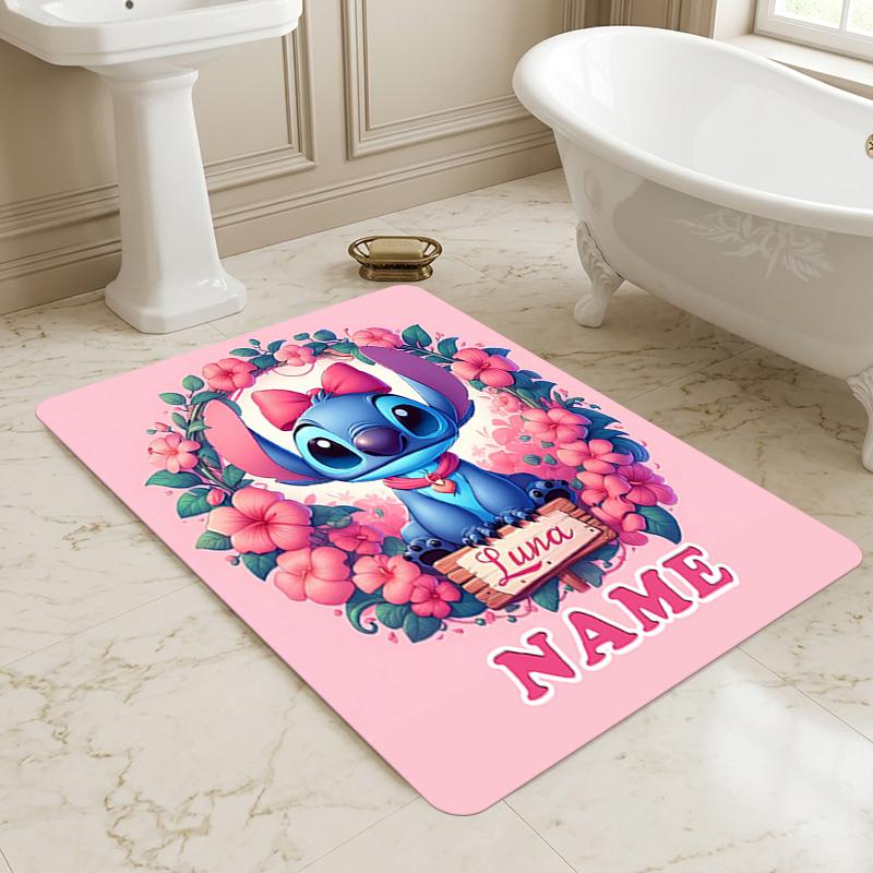 Custom Name Luna's Stitch Living Room Non-Slip Area Rug Soft Carpet for Bedroom Kids Playroom Sofa Office Home Decor Doormat