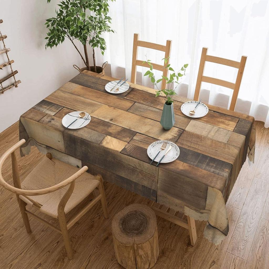 Western Cowboy Brown Wood Grain Rectangle Tablecloth for Table Decor Reusable Kitchen Dining Tablecloth Holiday Party Decor