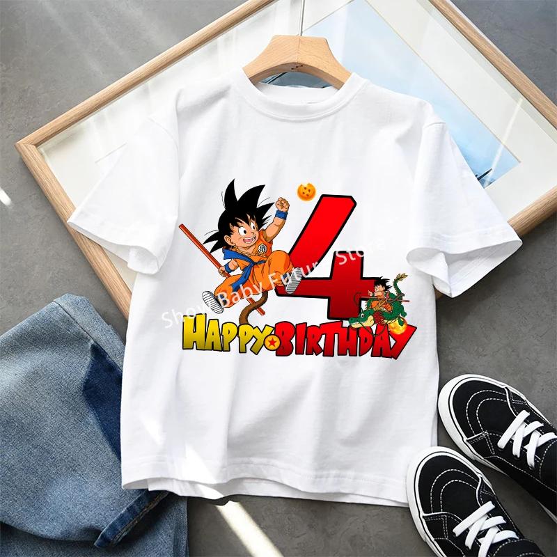 Dragon Ball Goku T-shirt Zomer Wit Kinderen Korte Mouwen Katoenen Kleding Cartoon Anime Kinderen Kawaii Schattig Cadeaus Ademend Zacht
