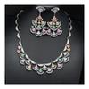 Luxury Heavy Colored Gem Fan Jewelry Set Retro Court Style Cubic Zircon Necklace Earrings 2Pcs Women Banquet Party Accessories