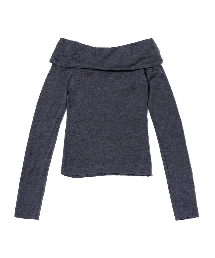 YOUHEE Basic Off Shoulder Knit Charcoal