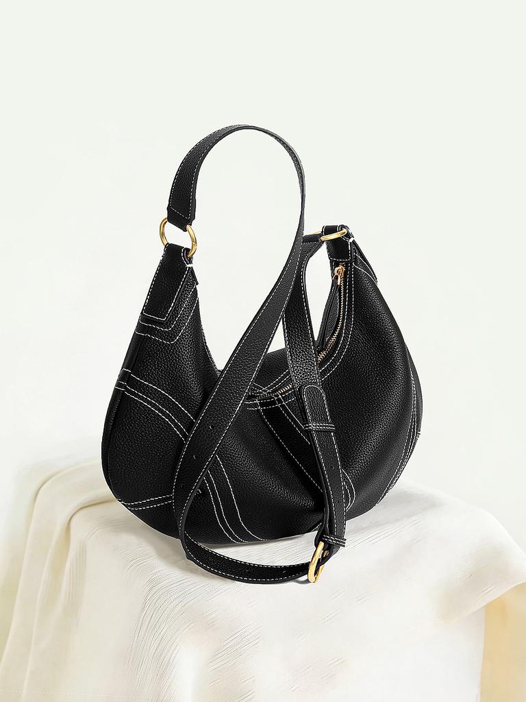 Shoulder Bag, Women's Large Capacity Armpit Bag, Leather Casual Dumpling Bag, Handbag, Fashionable Casual Croissant