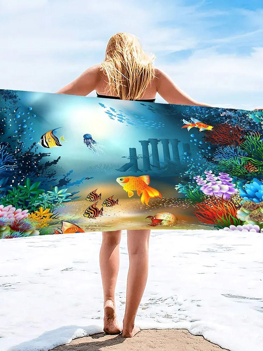 

Пляжное полотенце Sea World для детей, девочек, мальчиков, мужчин, женщин, с принтом черепахи для ванны, бассейна, супермягкое плюшевое 50x100cm