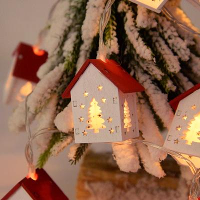 Casa di legno di Natale LED String Light Albero di Natale Ornamento appeso Decorazione natalizia per la casa Bambini Regalo di Capodanno Navidad
