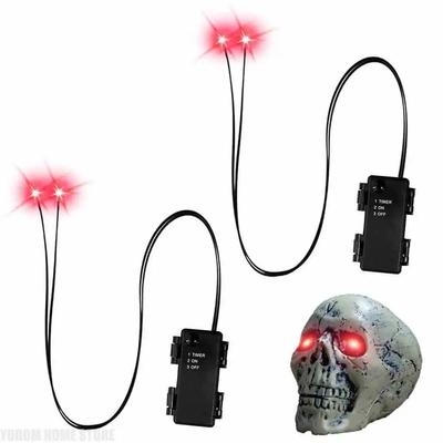 2 ks Halloweenské LED svítící oči s časovačem Rozsvítit Kostlivé oči Hrůzostrašné DIY oči pro masky Dýně Náhrobky a rekvizity