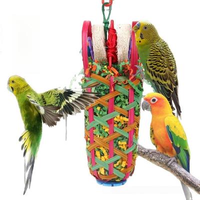 New Colored Bird Chewing Loofah Material Fun Foraging Rattan Parrot Large Interactive Parrot Chew Cage Decoration
