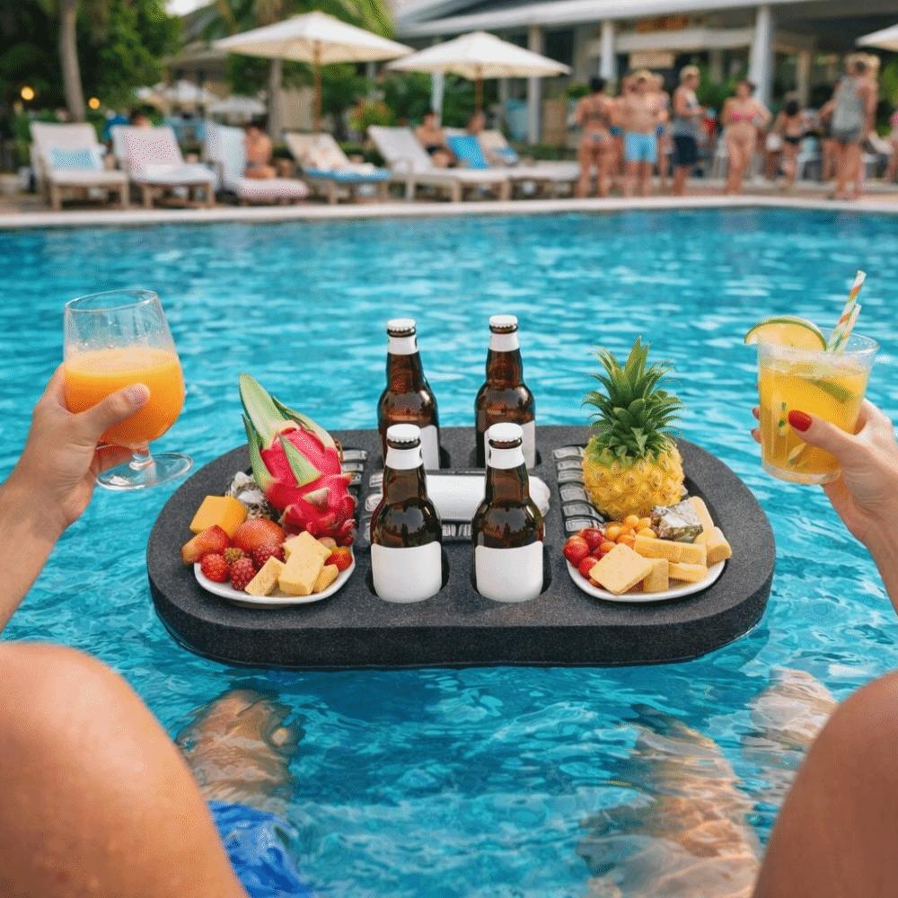 Multi-Hole Swimming Pool Floating Tray Waterproof Pool Drink Float Drink Floating Tray  Resort