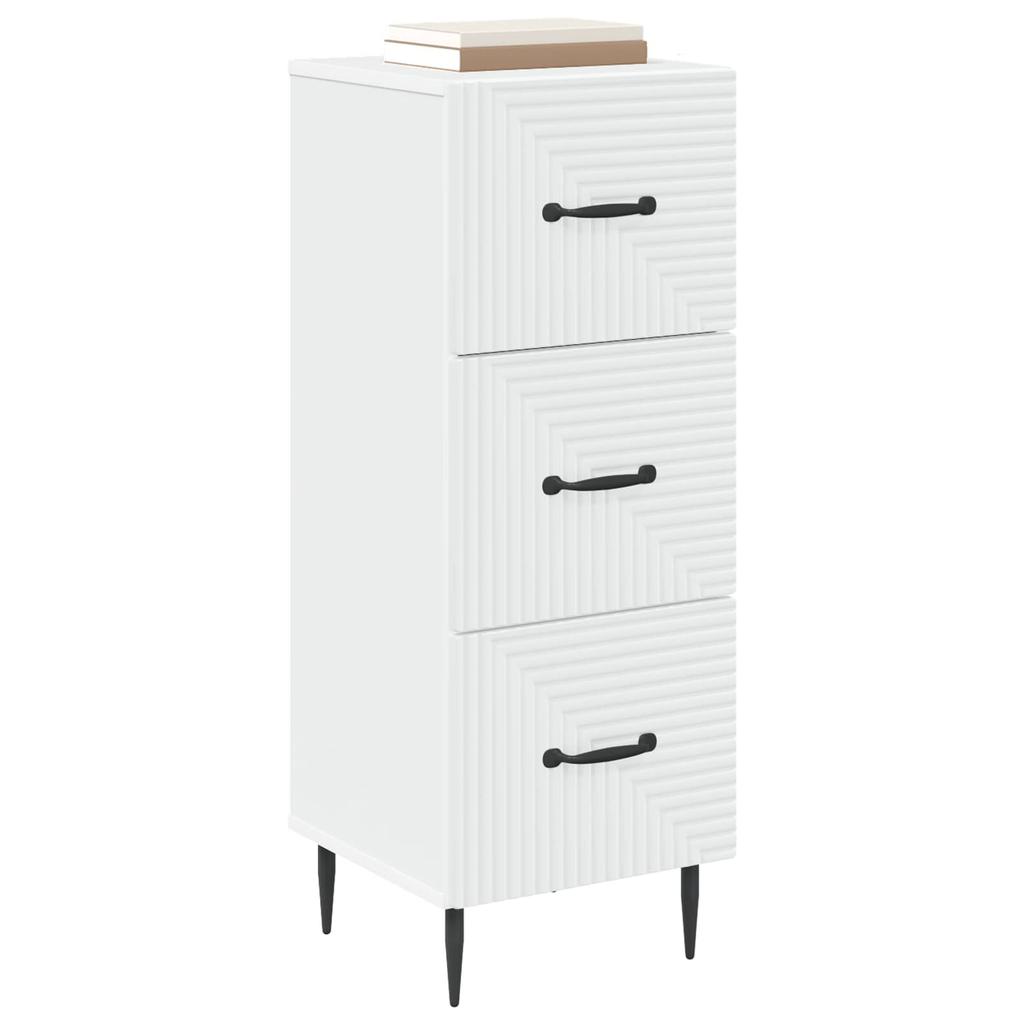 White Drawer Cabinet 33 x 34.5 x 89.5 cm Engineered Wood
