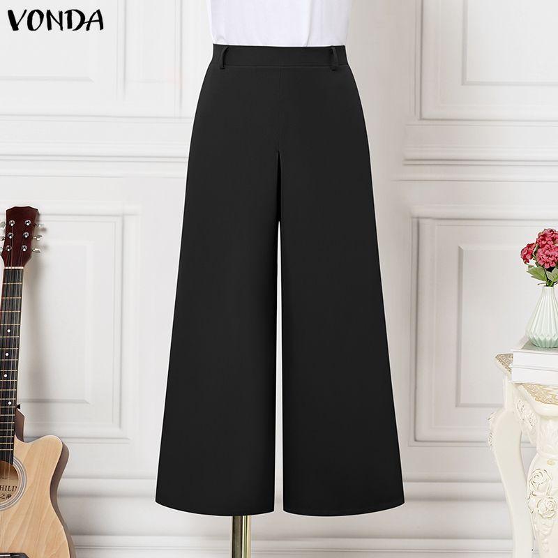 

VONDA Элегантные женские повседневные брюки с эластичной талией сзади, свободные брюки с широкими штанинами, офисные брюки M чёрный