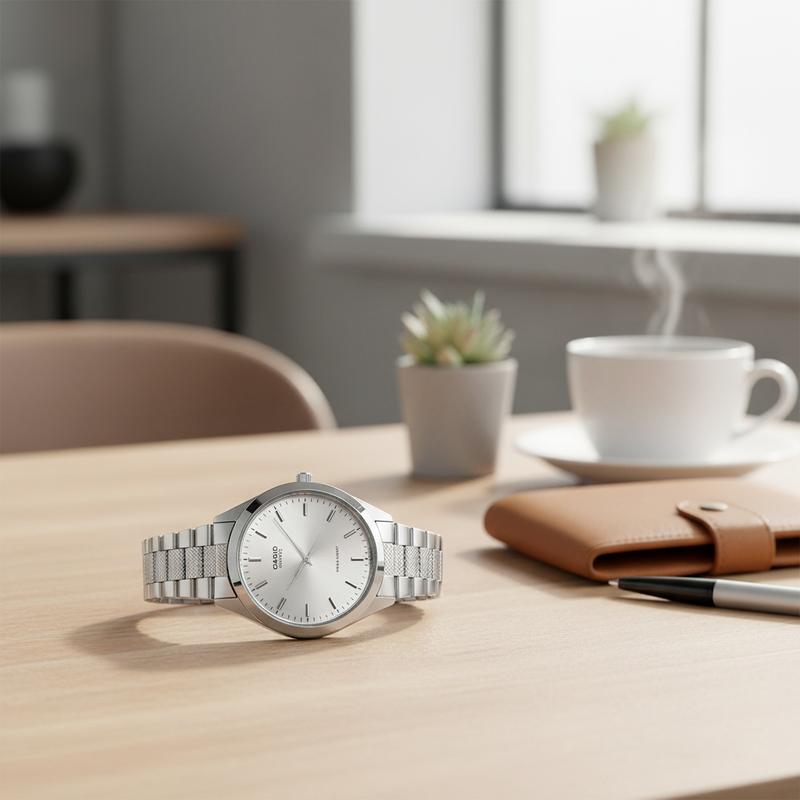 Casio STANDARD Series Fashion Trend Quartz Movement Stainless Steel Strap Japanese and Korean Watch Men's Watch Silver Dial MTP-1274D-7A